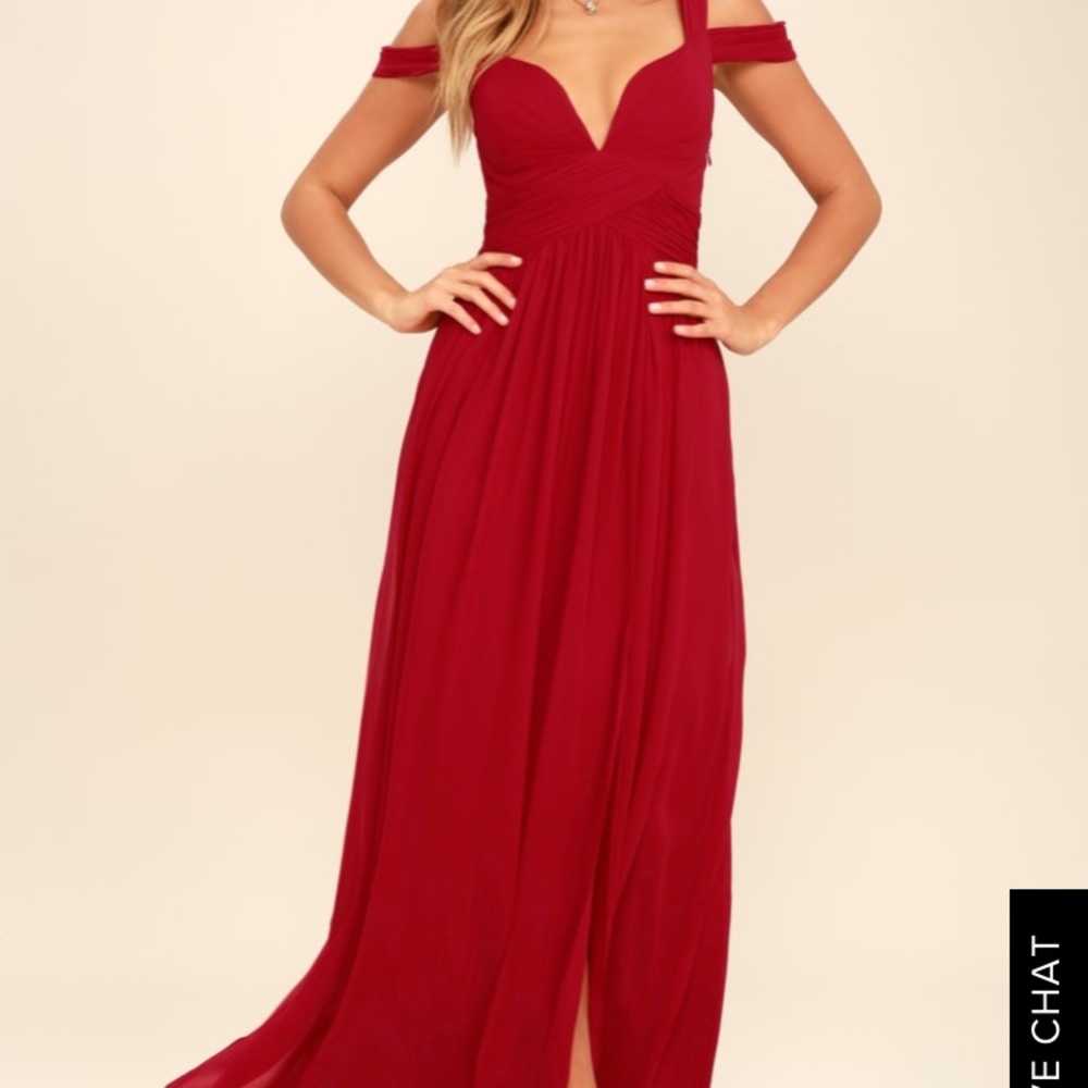 OCEAN OF ELEGANCE WINE RED MAXI DRESS